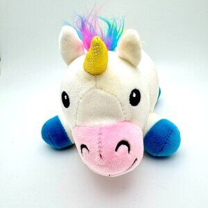 Adventure Planet Plush Unicorn Toy Rainbow Mane Blue Hooves Soft & Cuddly